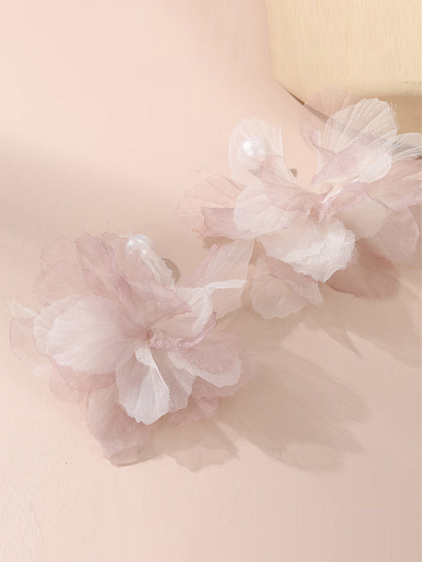 Three-Dimensional Flower Drop Earrings