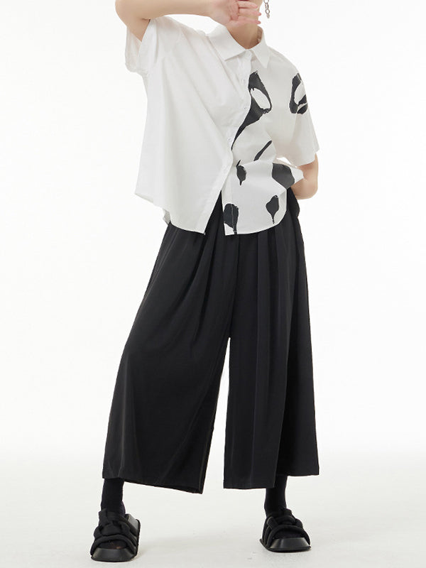 Printed Loose Short Sleeves Lapel Shirts Tops