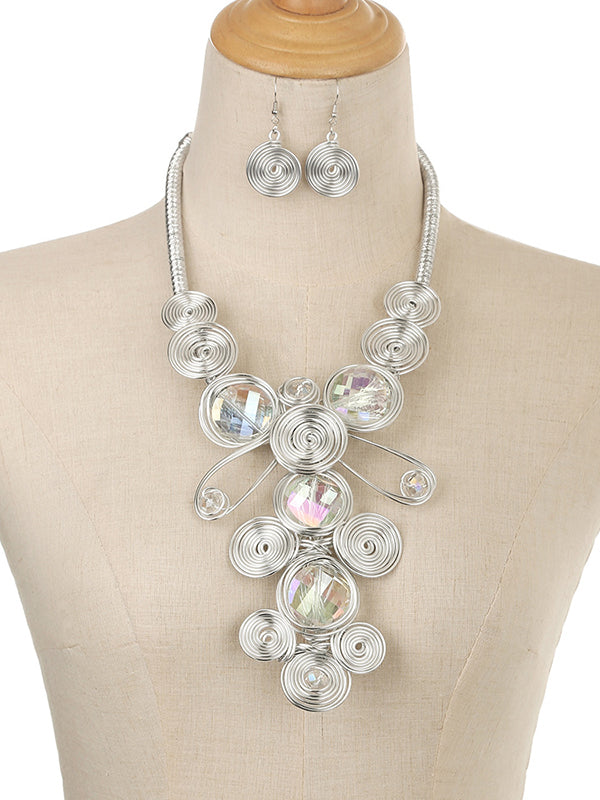 Geometric Artisan Gemstone Wirework Necklace & Earring Set
