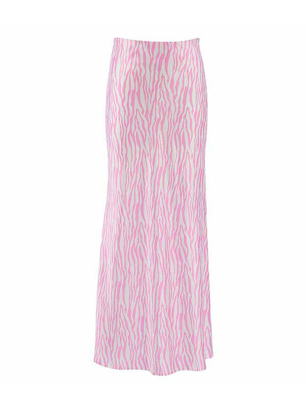 Contrast Color Zebra-Stripe Mermaid Skirts Bottoms