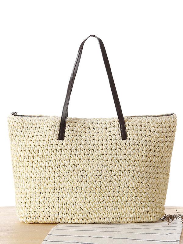 Simple Straw Plaited Article Bohemia Bag