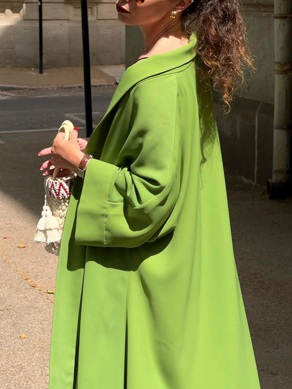 Solid Color Split-Joint Long Sleeves Loose Collarless Outerwear
