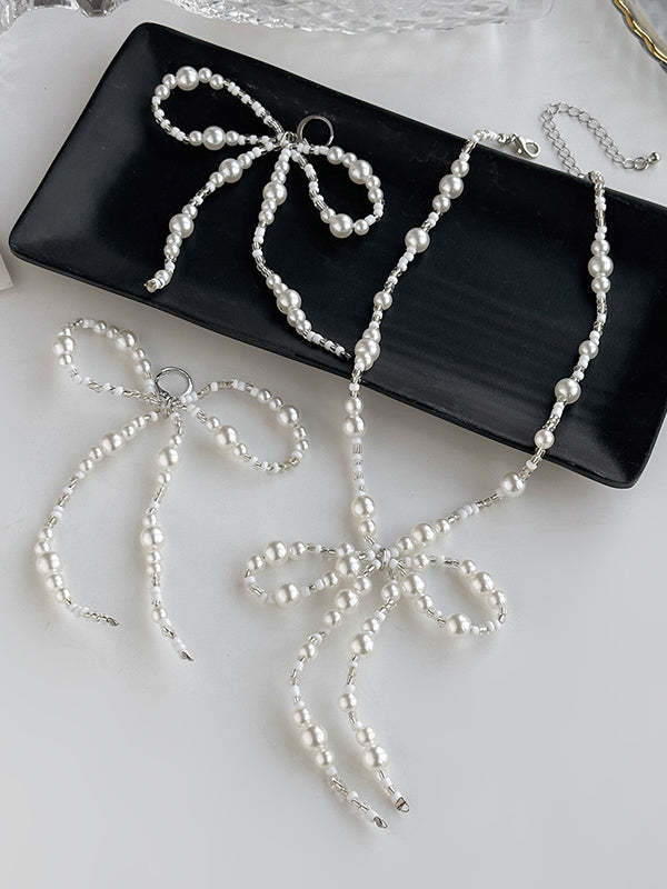 Bowknot Necklaces Accessories + Drop Earrings