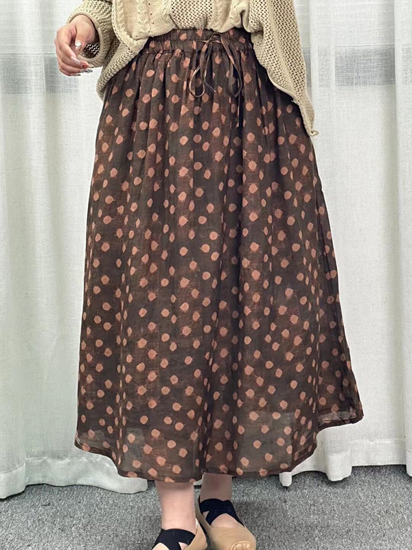 Drawstring Elasticity Floral Printed Loose Skirts