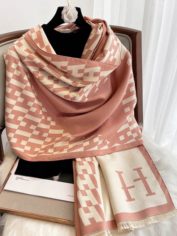 Vintage Printed Tasseled Imitated Cashmere Scarf
