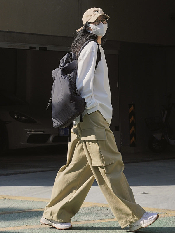 Casual Long Sleeves Loose Solid Color Round-Neck T-Shirts Tops