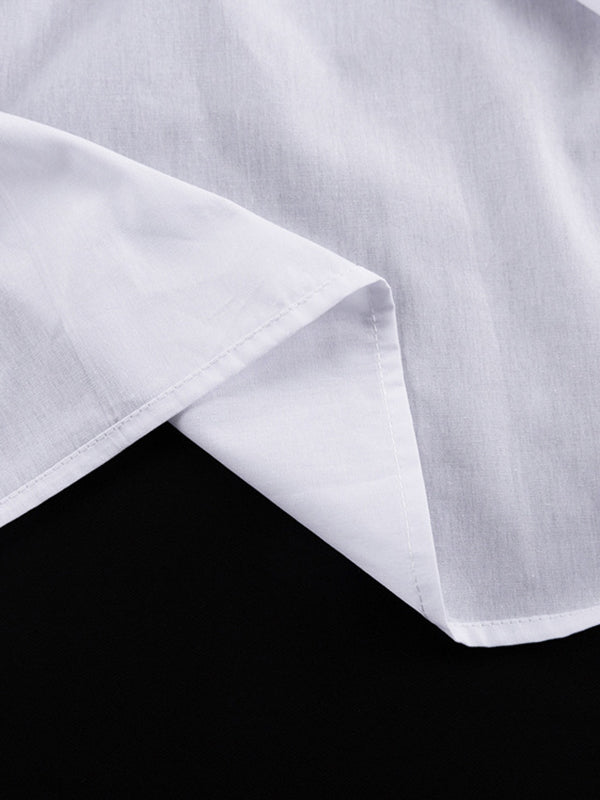 Solid Color Split-Joint Long Sleeves Loose Lapel Blouses