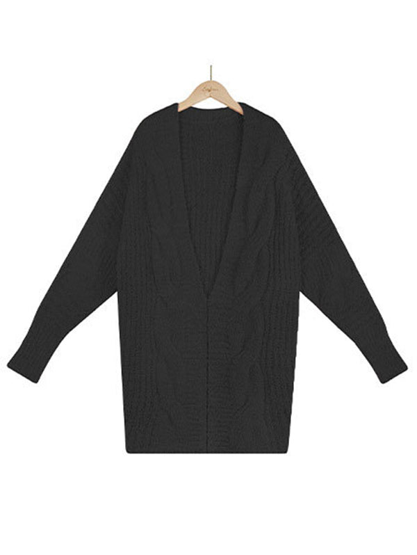 Casual Batwing Sleeves Loose Solid Color Cardigan Tops