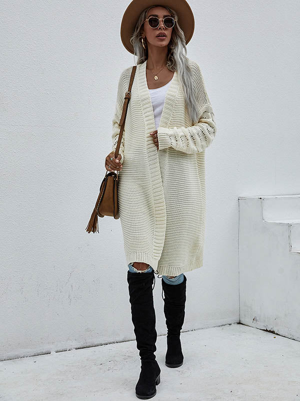 Urban Loose Solid Color Jacquard Cardigan Top