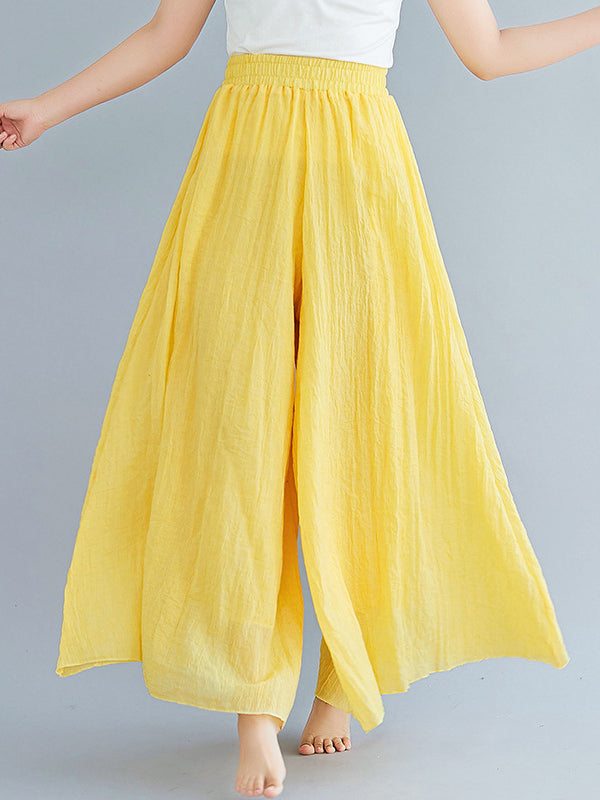 Elasticity Solid Color Loose Wide Leg Trousers Pants Culotte