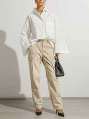 Buttoned Pockets Solid Color Long Sleeves Loose Lapel Blouses&Shirts Tops