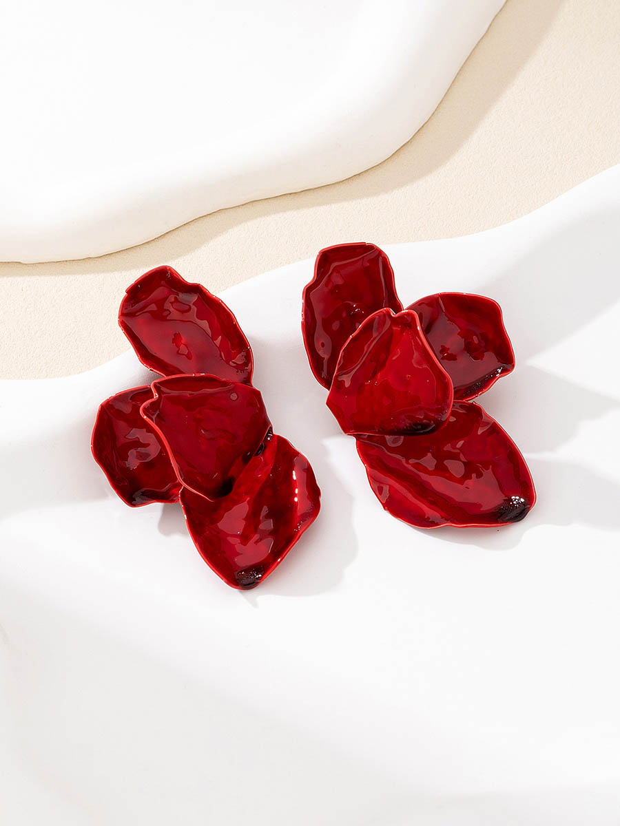 Flower Print Irregularity Earrings Accessories