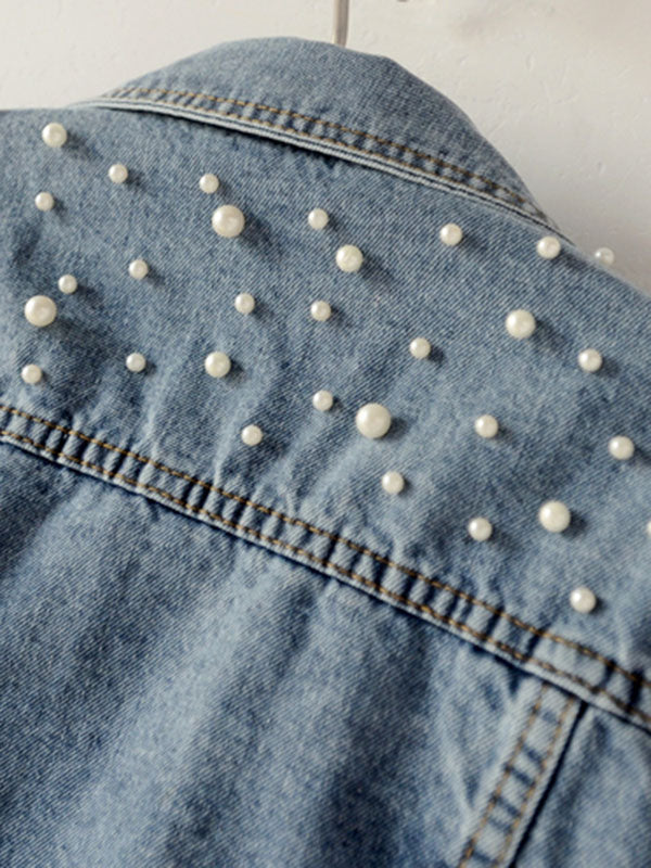 Denim Split-Joint Long Sleeves Lapel Jackets