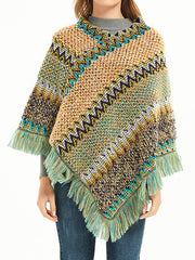 Asymmetric Keep Warm Tasseled Scarf Cape