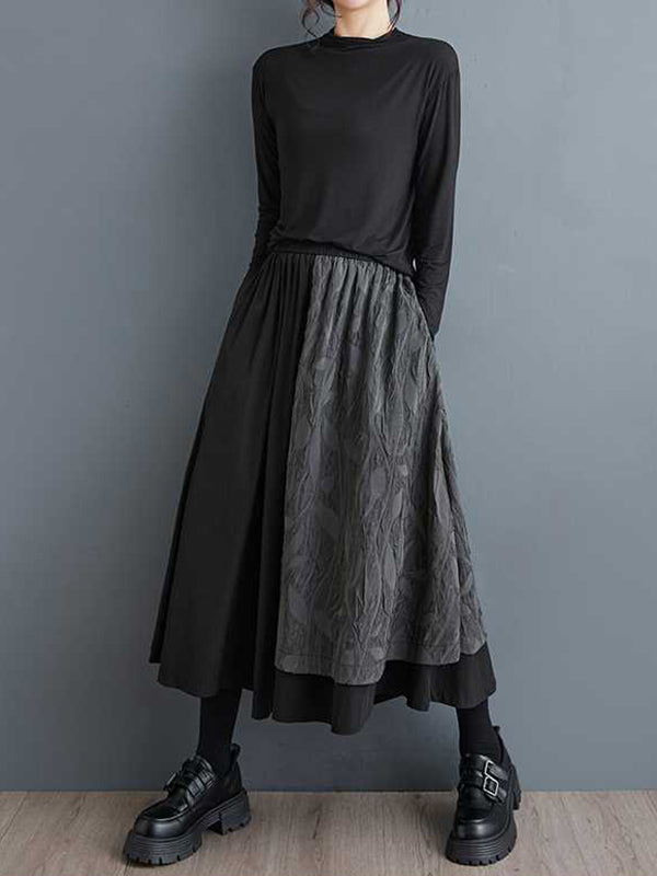 Elasticity Jacquard Pleated Pockets High Waisted Loose Wide Leg Pants Culotte