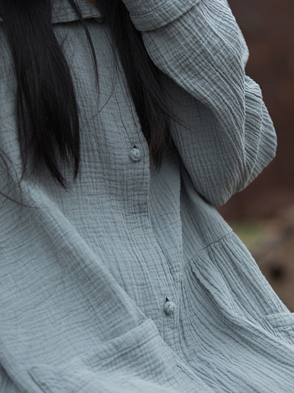 Solid Color Split-Joint Long Sleeves Loose Hooded Outerwear