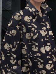 Printed Split-Joint High-low Loose Lapel Blouses