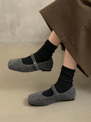 Hollow Shallow Cut Split-Joint Square-Toe Mary Janes Flat Shoes