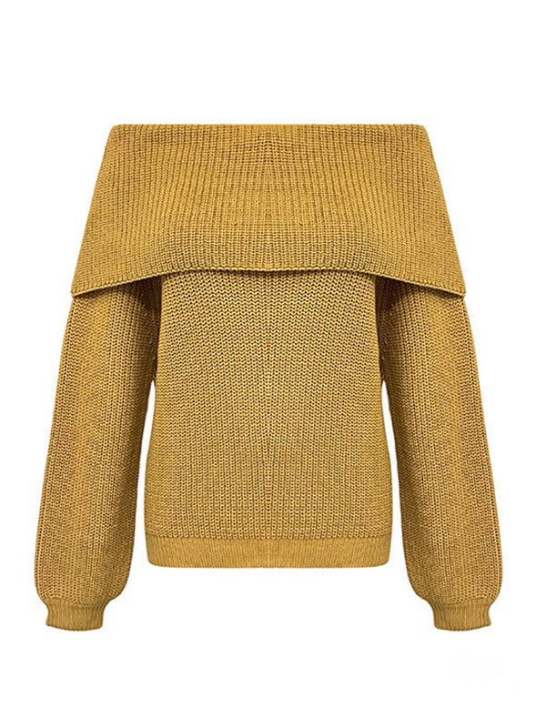 Solid Color Split-Joint Long Sleeves Loose Round-Neck Sweater Tops
