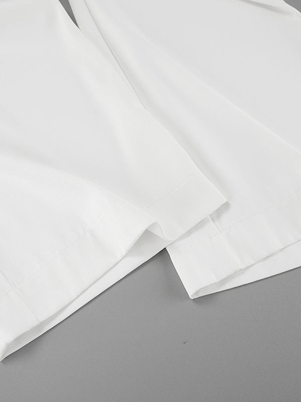 Asymmetric Solid Color Split-Joint Loose Straight Leg Trousers Suit Pants