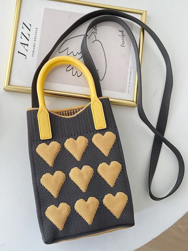 Heart Print Split-Joint Handbags Crossbody Bags Bags