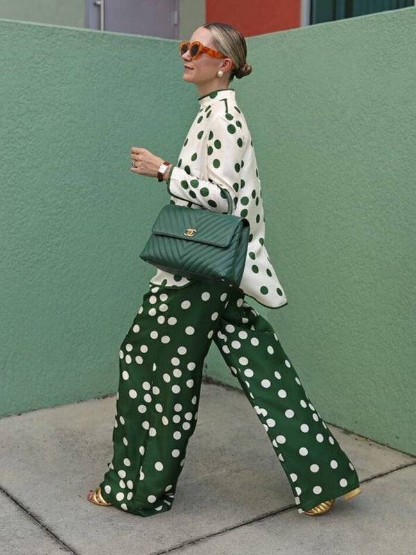 Casual Wide Leg Polka-Dot Elasticity Pants