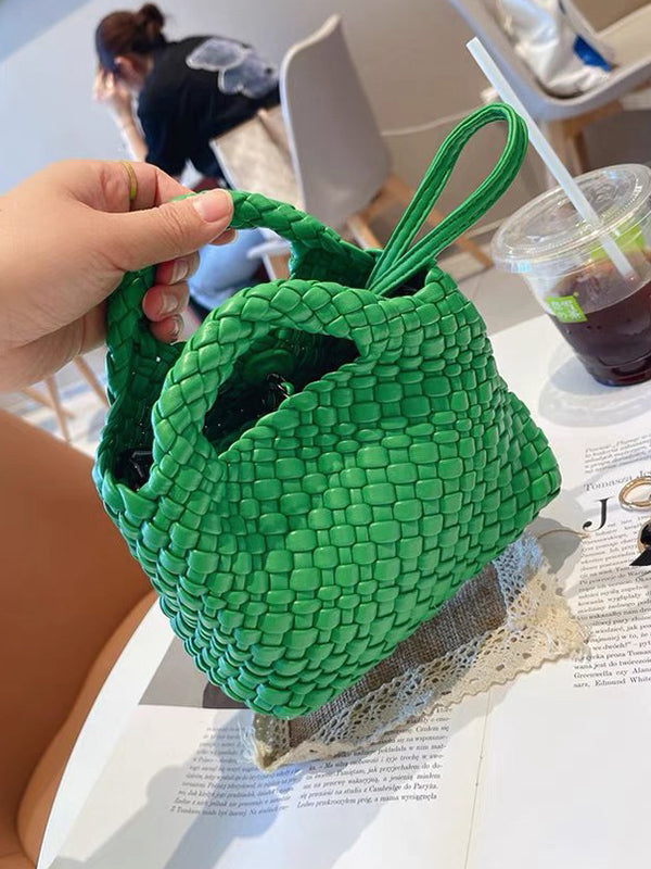 Solid Color Woven Handbags Bags