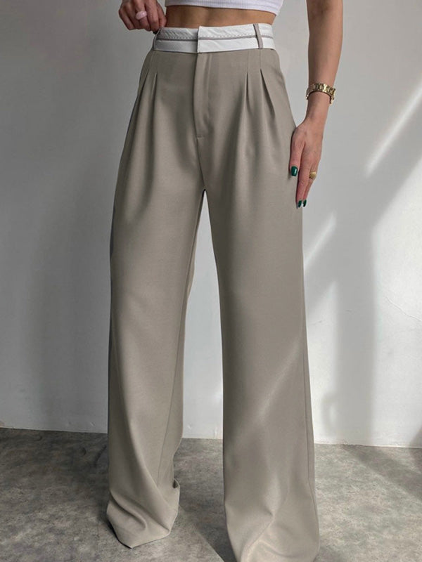 Leisure High Waisted Wide Leg Pleated Pants