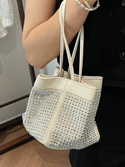 Rhine Stones Shiny Split-Joint Zipper Handbags Crossbody Bags