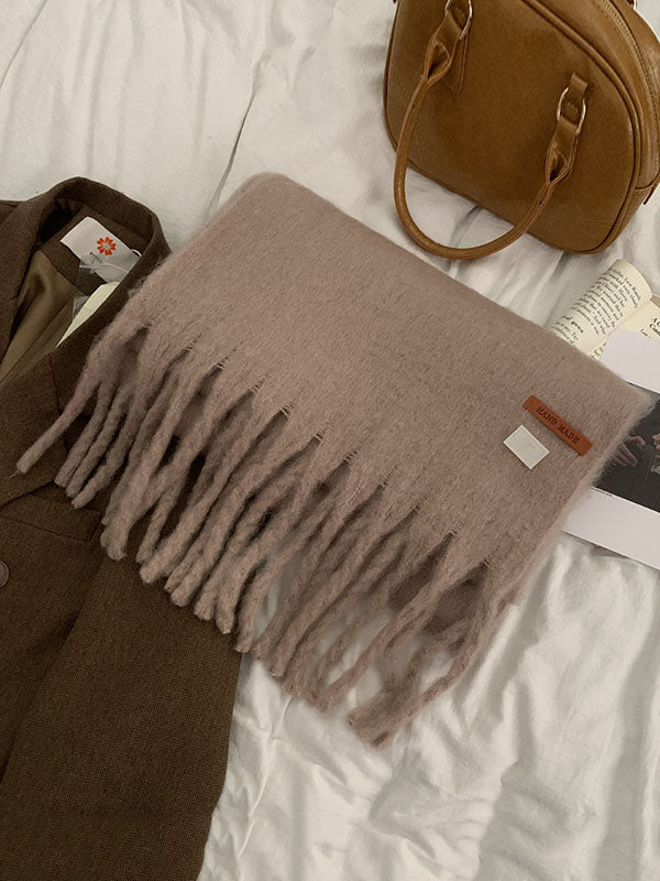 Keep Warm Tasseled Velvet Shawl&Scarf