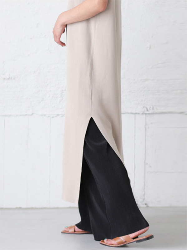 Simple Loose Wide Leg Elasticity Solid Color Casual Pants Bottoms