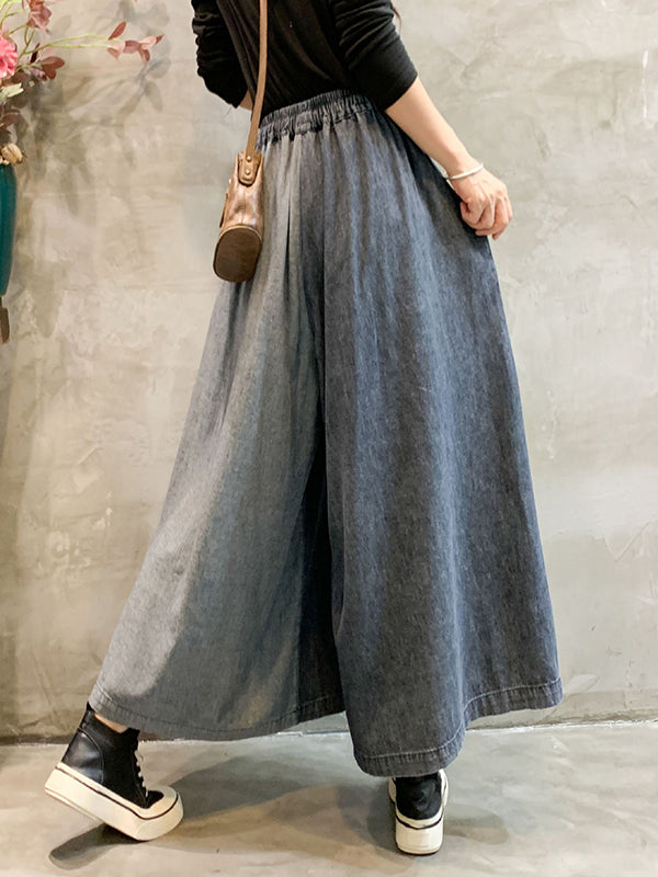 Vintage Wide Leg Elasticity Split-Joint Jean Pants Bottoms