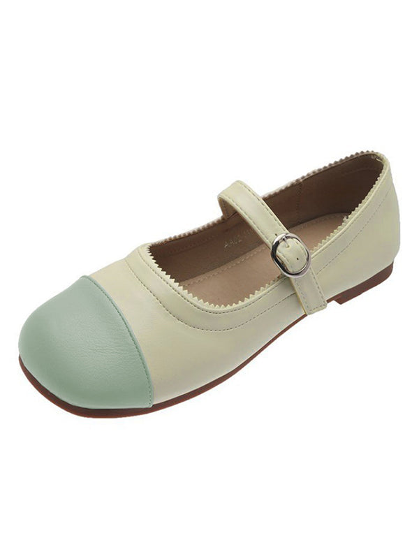 Leisure Contrast Color Split-Joint Flat Heel Loafer Shoes
