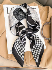 Floral Printed Houndstooth Square Scarfs&Hats