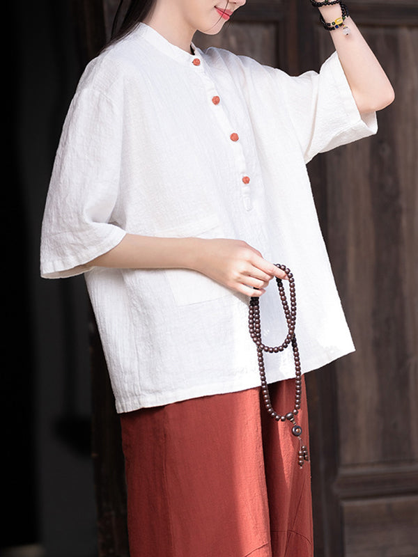 Split-Joint Half Sleeves Loose Round-neck T-Shirts Tops