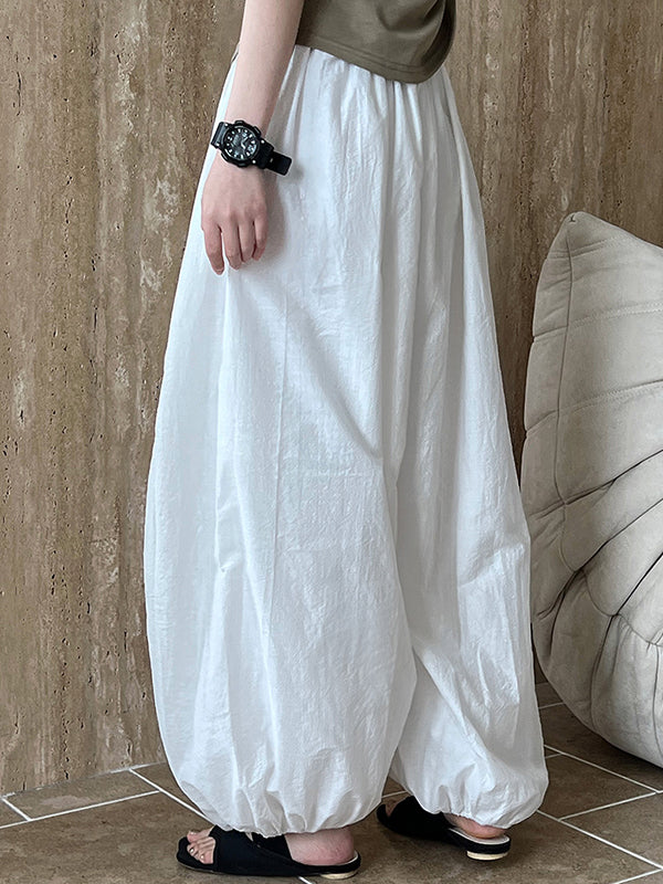 Elasticity Solid Color Split-Joint Harem Pants High Waisted Trousers Pants