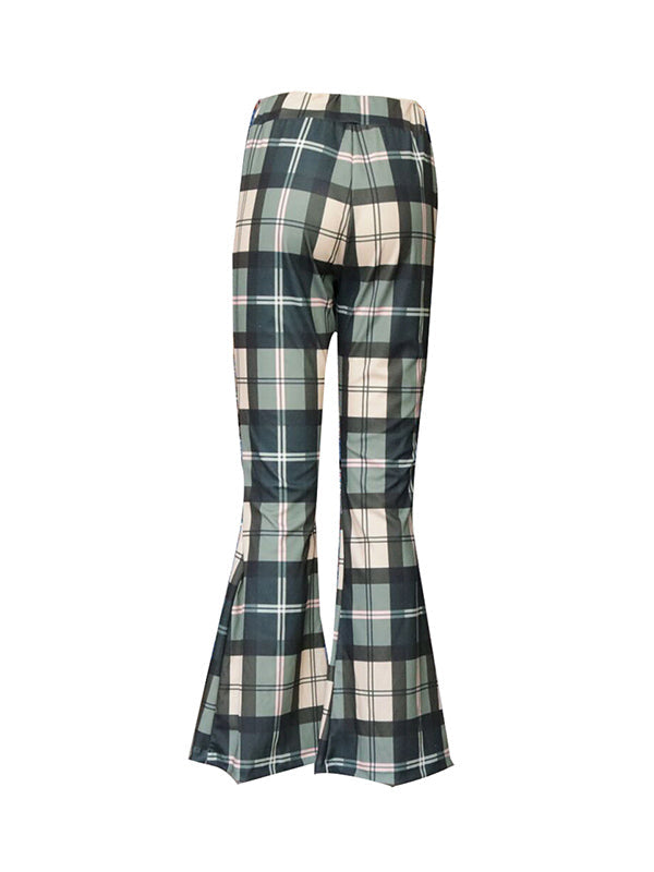 Plaid Flared Pants Trousers Pants