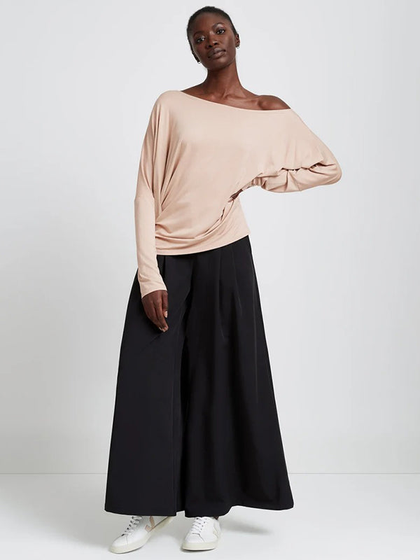 Casual Solid Color Batwing Sleeves Long Sleeves T-Shirt Top