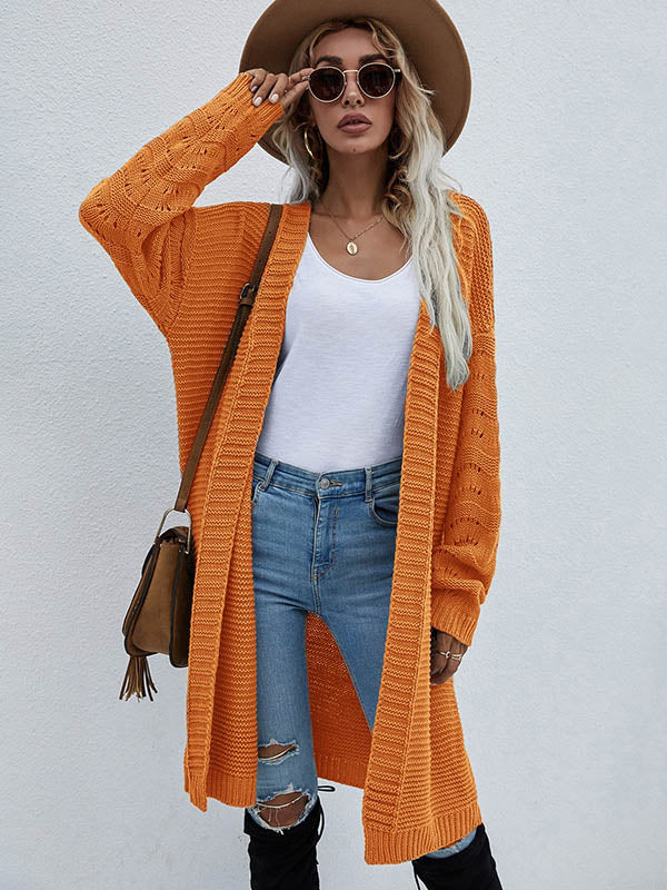 Urban Loose Solid Color Jacquard Cardigan Top