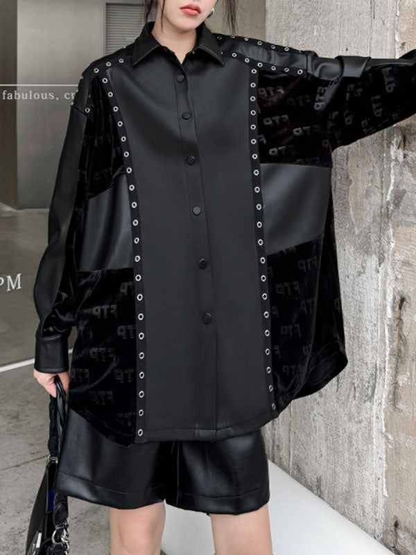 Buttoned Split-Joint High-Low Long Sleeves Lapel Blouses&Shirts Tops