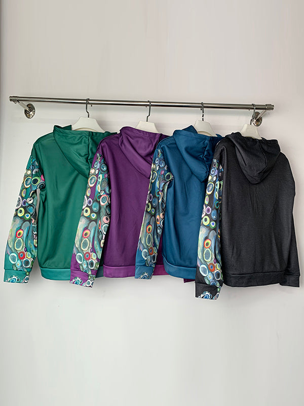 Printed Long Sleeves Hooded Hoodies Tops