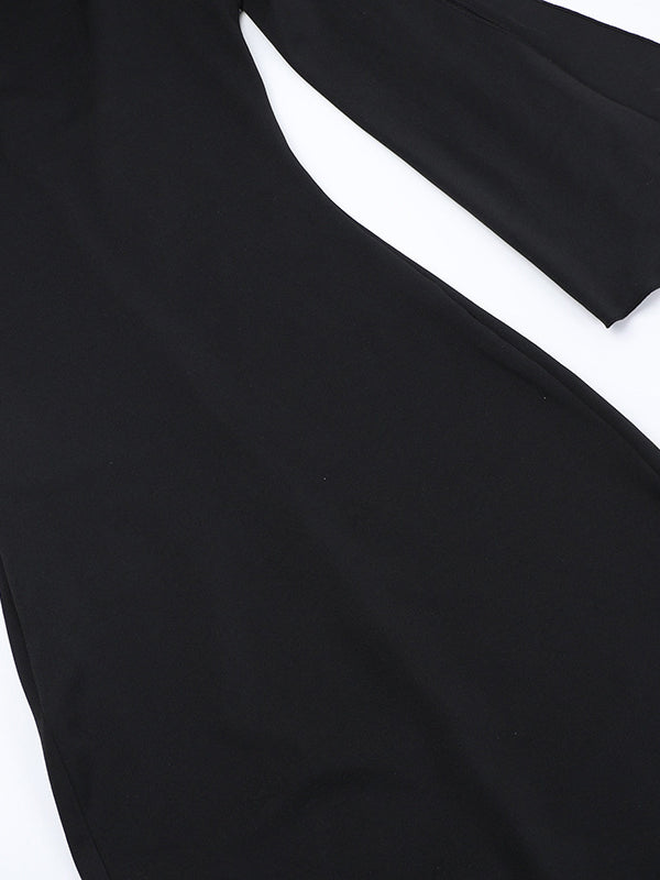 Asymmetric Solid Color Split-Joint Streamer Skinny Sleeveless One-shoulder Maxi Dresses Evening Dresses