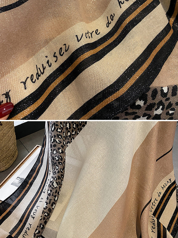 Vintage Ramie Cotton Leopard Printed Scarf