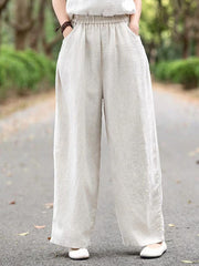 Elasticity Solid Color Loose Wide Leg Trousers Casual Pants Bottoms