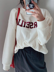 Casual Asymmetric Lapel Split-Joint Letter Print Sweatshirt
