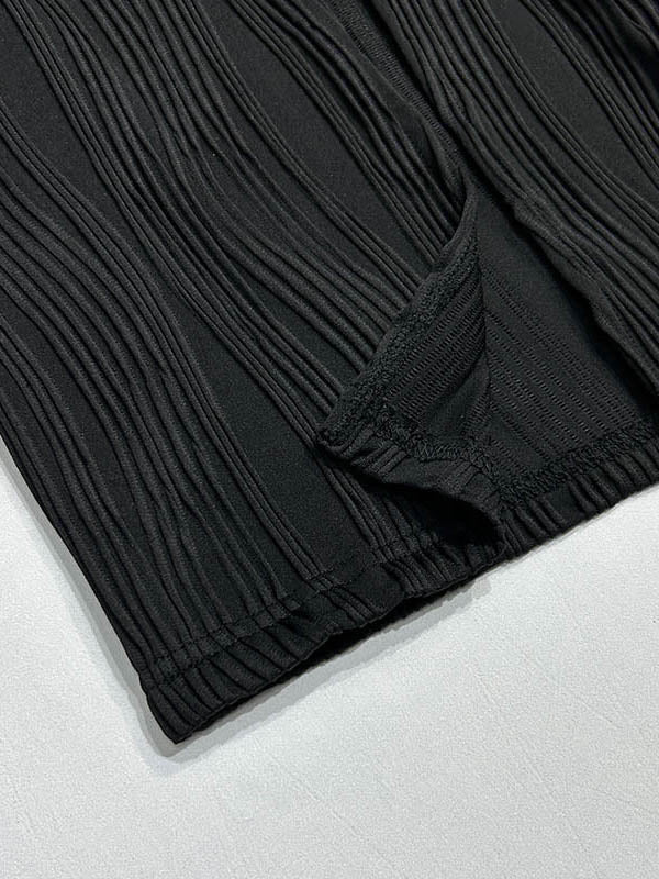 Pleated Solid Color Split-back Skinny Sleeveless Spaghetti-Neck Maxi Dresses
