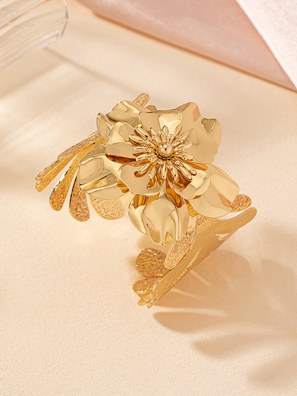 Flower Shape Hollow Solid Color Bracelet Accessories