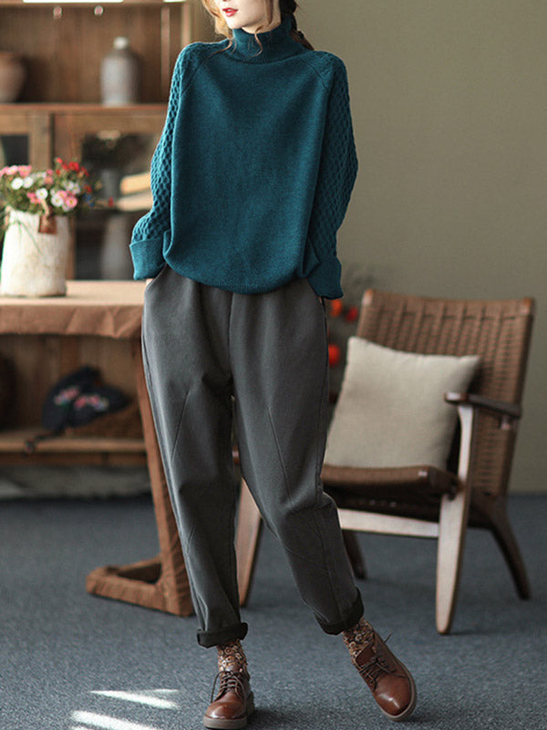 Thicken Velvet Elasticity Solid Color  Casual Pants