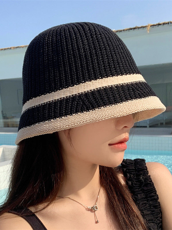 Contrast Color Woven Sun-Protection Hats&Caps Fisherman Hat
