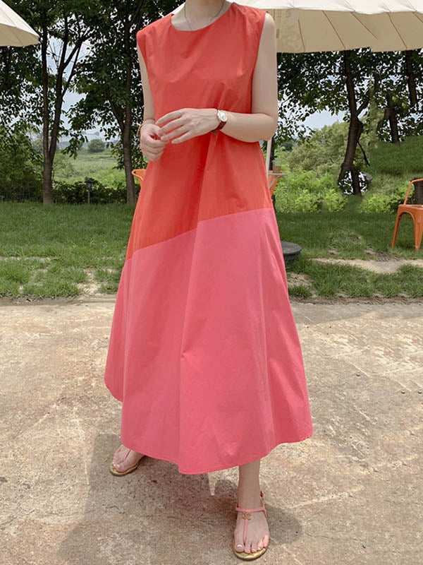 Casual A-Line Split-Joint Sleeveless Long Dress